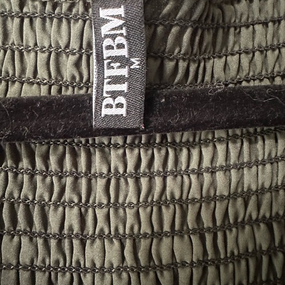 BTFBM Dark Green Mini Boho Smocked Floral Swiss Dot Short Sleeve Dress - Picture 5 of 6